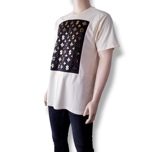 Victorious 3D Cream & Gold Print T-Shirt - Picture 3 of 8